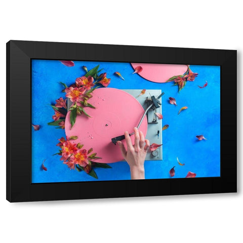 Spring Record Black Modern Wood Framed Art Print with Double Matting by Belenko, Dina