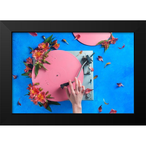 Spring Record Black Modern Wood Framed Art Print by Belenko, Dina