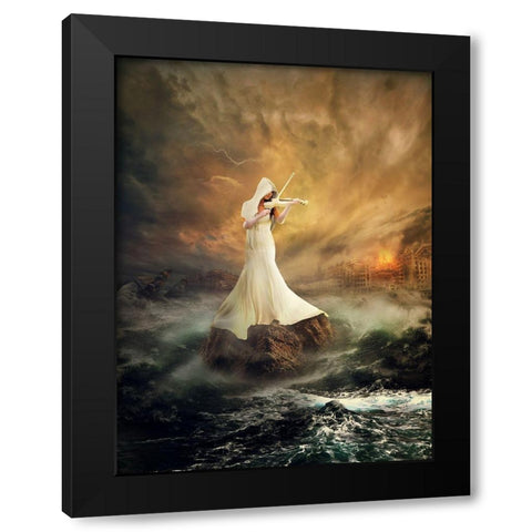 rhythm of the storms Black Modern Wood Framed Art Print by Juniawan, Rooswandy
