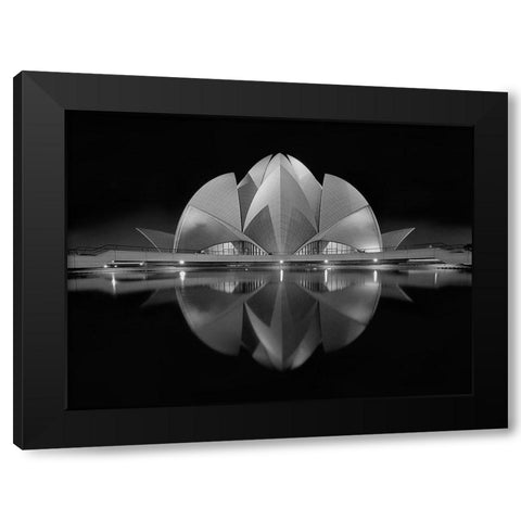 Black Contrast Black Modern Wood Framed Art Print by Nigam, Nimit