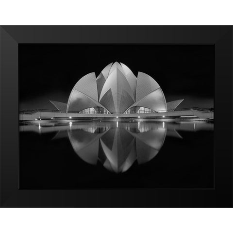 Black Contrast Black Modern Wood Framed Art Print by Nigam, Nimit