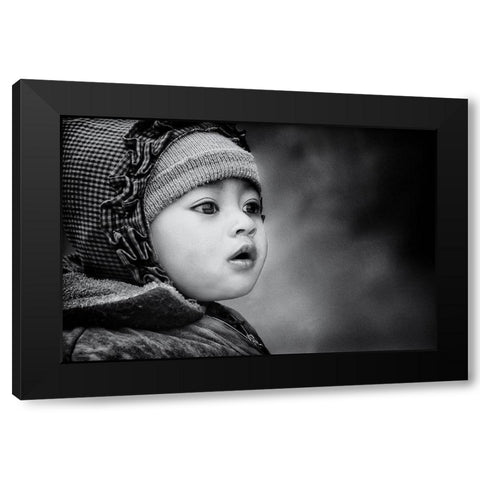 the kid from Sarangkot Black Modern Wood Framed Art Print by Flour, Piet