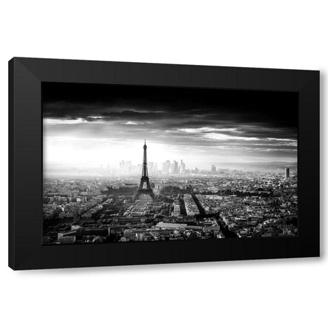 Paris Black Modern Wood Framed Art Print with Double Matting by Marx, Jaco