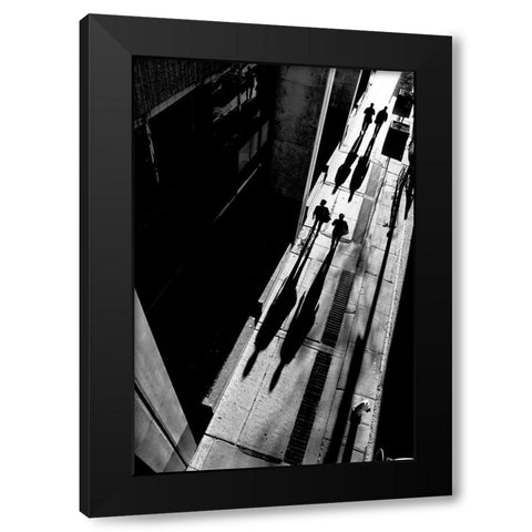 Queen Street Black Modern Wood Framed Art Print with Double Matting by Wang, Jian
