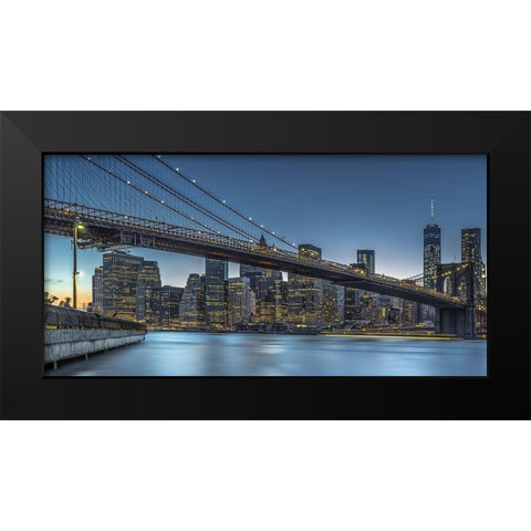 New York  Blue Hour over Manhattan Black Modern Wood Framed Art Print by Jurek, Michael