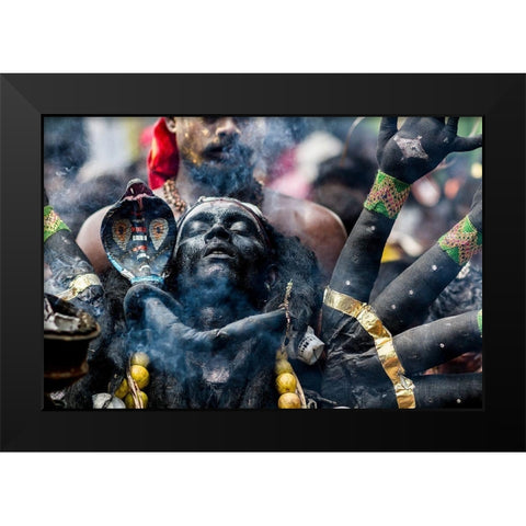 Black Kaali Black Modern Wood Framed Art Print by Subramanian, Elangovan