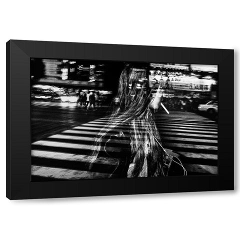 Girl with cigarette Black Modern Wood Framed Art Print by Suzuki, Tatsuo