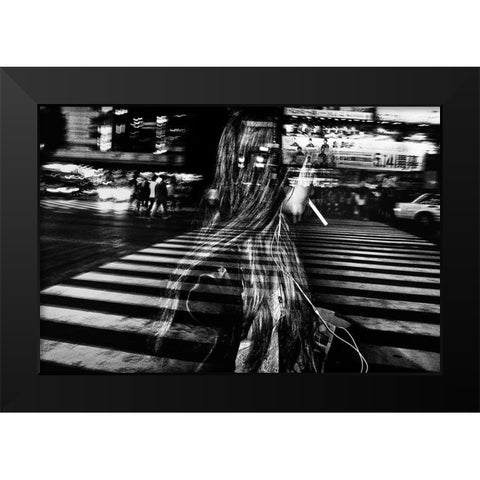 Girl with cigarette Black Modern Wood Framed Art Print by Suzuki, Tatsuo
