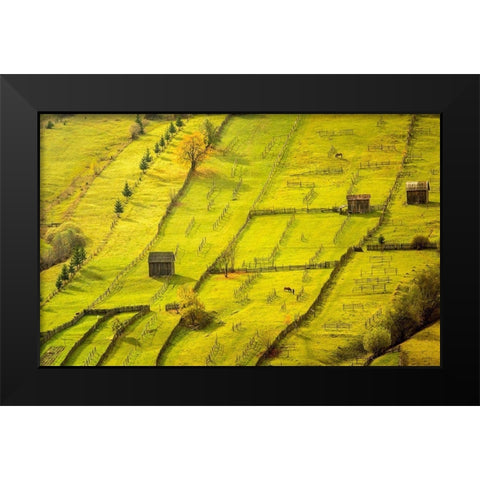 Geometric Black Modern Wood Framed Art Print by Gyozo, Hamos