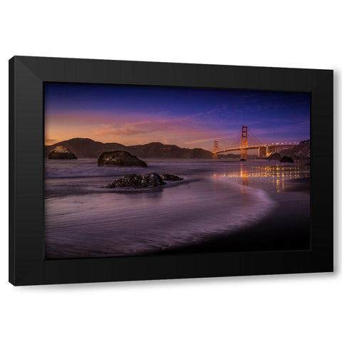 Golden Gate Bridge Fading Daylight Black Modern Wood Framed Art Print with Double Matting by Leske, Mike