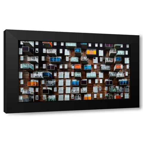 Balconia Black Modern Wood Framed Art Print by Pixxelpark