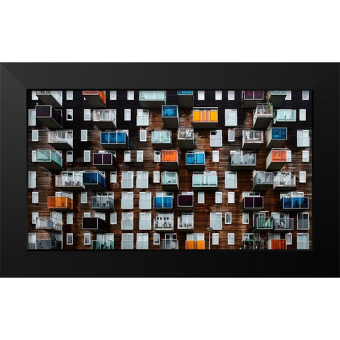 Balconia Black Modern Wood Framed Art Print by Pixxelpark