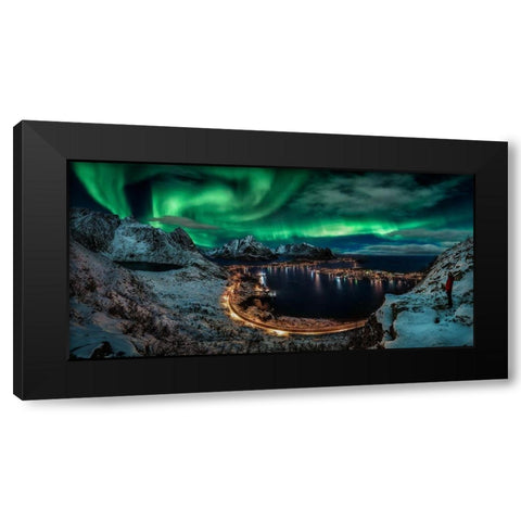 Chasing the Northern Lights Black Modern Wood Framed Art Print by De La, Javier