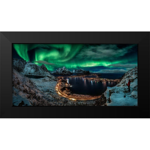 Chasing the Northern Lights Black Modern Wood Framed Art Print by De La, Javier