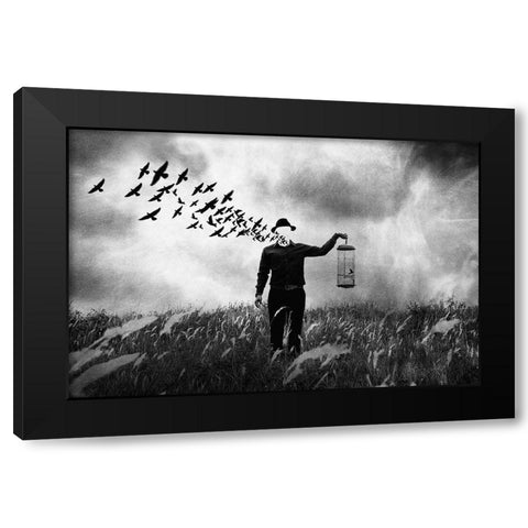Freedom Black Modern Wood Framed Art Print by Satriani, Jay