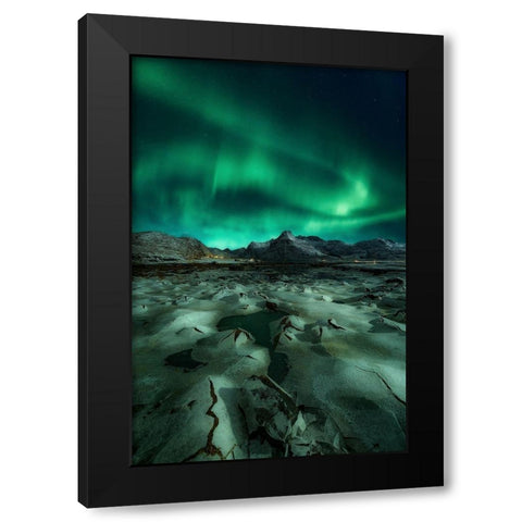 Ice Cracking Black Modern Wood Framed Art Print by De La, Javier
