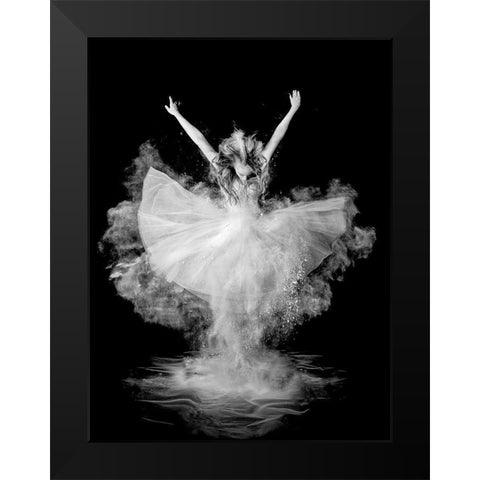 Powder Burst Black Modern Wood Framed Art Print by Pentony Ma, Pauline
