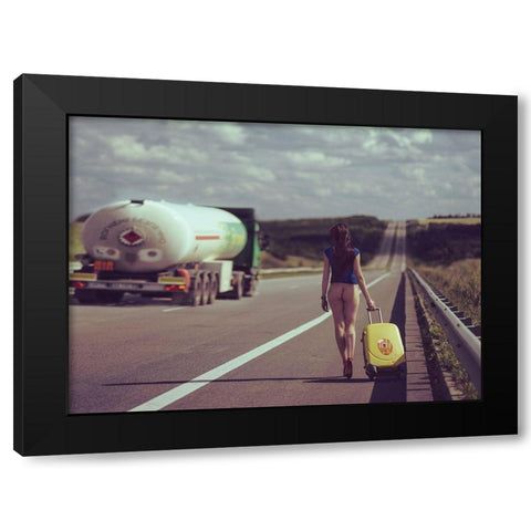 The road Black Modern Wood Framed Art Print by Croizet, Anri
