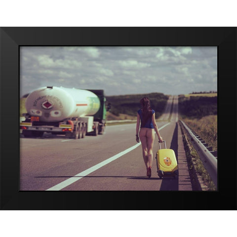 The road Black Modern Wood Framed Art Print by Croizet, Anri