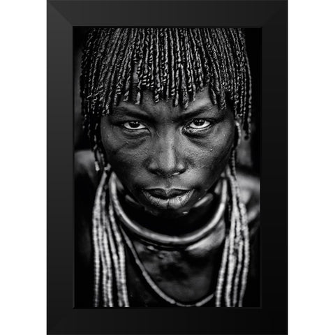 Hamar woman Black Modern Wood Framed Art Print by Vidak, Vedran
