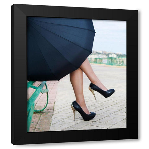 Coffee Break Black Modern Wood Framed Art Print with Double Matting by Apanaviciene, Renata