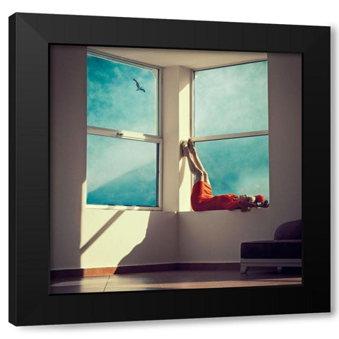 room with a view Black Modern Wood Framed Art Print by Ambra