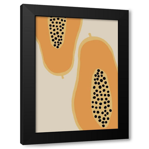 Papaya Fruit Black Modern Wood Framed Art Print by Artographie Studio