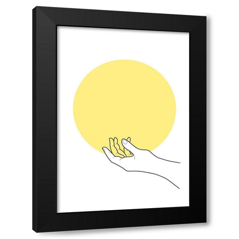 Sun in Hand Black Modern Wood Framed Art Print by Artographie Studio