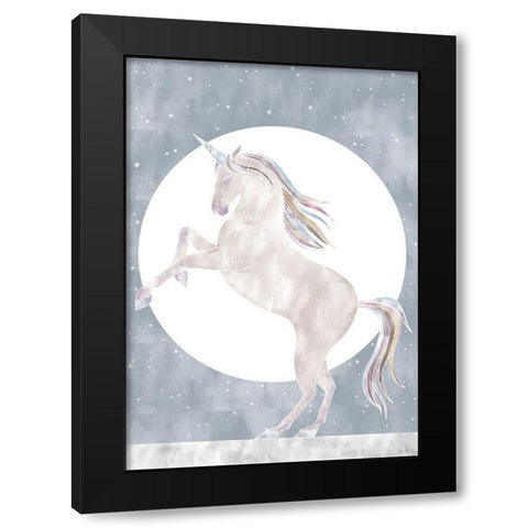 Rising Unicorn Black Modern Wood Framed Art Print with Double Matting by Artographie Studio