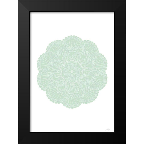 Mandala Green Black Modern Wood Framed Art Print by Artographie Studio