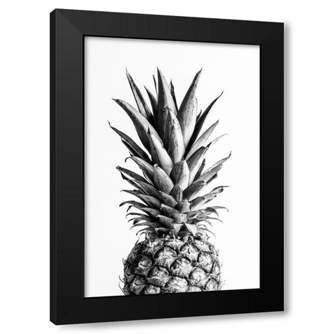 Pineapple Black a White 01 Black Modern Wood Framed Art Print with Double Matting by Artographie Studio