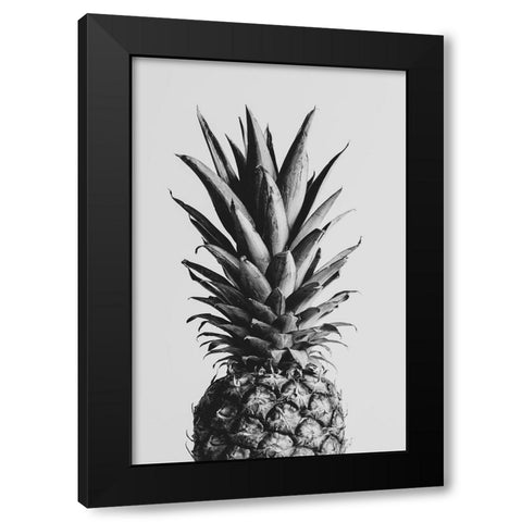 Pineapple Black a White 02 Black Modern Wood Framed Art Print by Artographie Studio