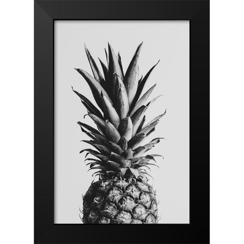 Pineapple Black a White 02 Black Modern Wood Framed Art Print by Artographie Studio