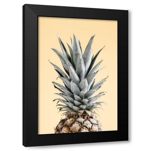 Pineapple Yellow 04 Black Modern Wood Framed Art Print with Double Matting by Artographie Studio