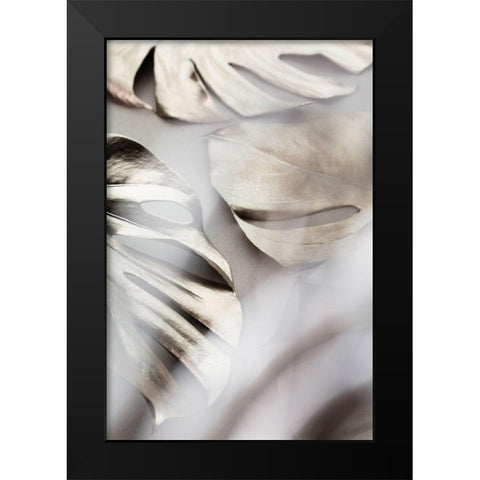 Monstera Gold 02 Black Modern Wood Framed Art Print by Artographie Studio