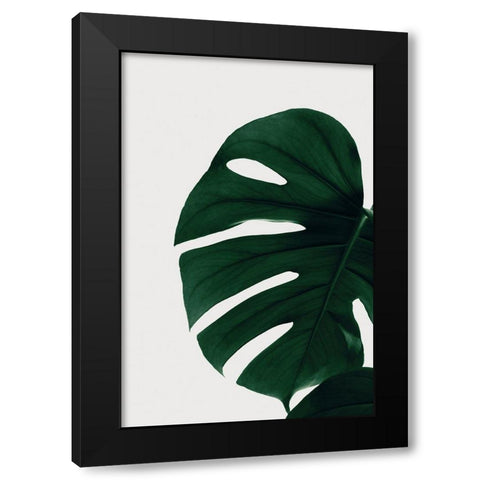 Monstera Natural 30 Black Modern Wood Framed Art Print with Double Matting by Artographie Studio