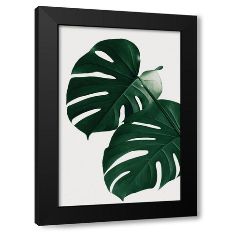 Monstera Natural 32 Black Modern Wood Framed Art Print with Double Matting by Artographie Studio