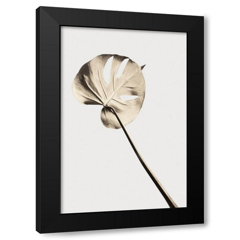 Monstera Gold 03 Black Modern Wood Framed Art Print with Double Matting by Artographie Studio