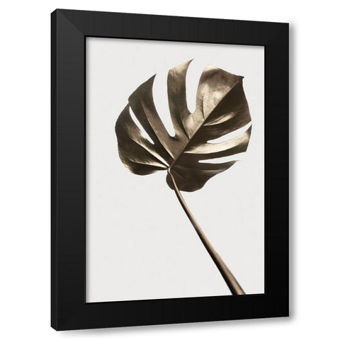 Monstera Gold 04 Black Modern Wood Framed Art Print with Double Matting by Artographie Studio