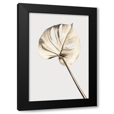 Monstera Gold 05 Black Modern Wood Framed Art Print with Double Matting by Artographie Studio