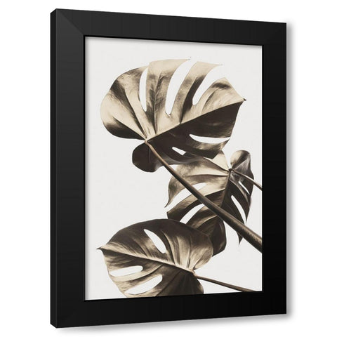 Monstera Gold 09 Black Modern Wood Framed Art Print with Double Matting by Artographie Studio