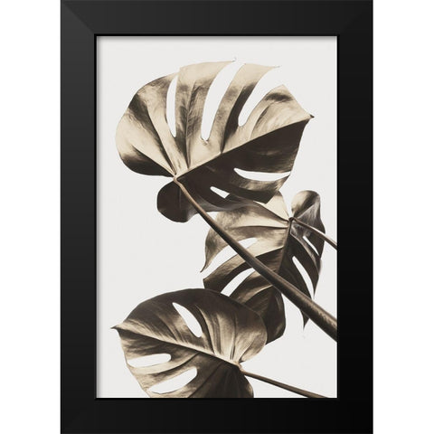 Monstera Gold 09 Black Modern Wood Framed Art Print by Artographie Studio
