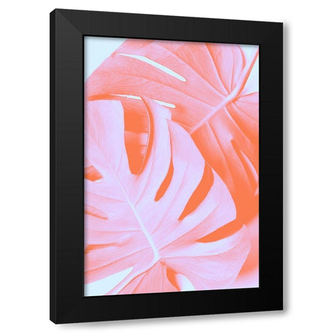 Monstera Orange 03 Black Modern Wood Framed Art Print by Artographie Studio