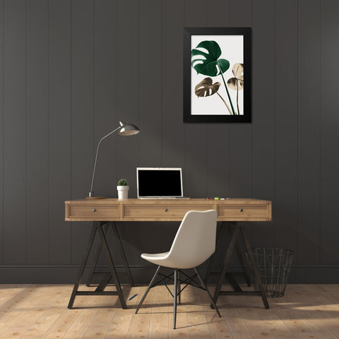 Monstera Mix 04 Black Modern Wood Framed Art Print by Artographie Studio