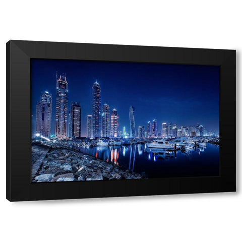 Blue Night Black Modern Wood Framed Art Print with Double Matting by Raof, Mohamed