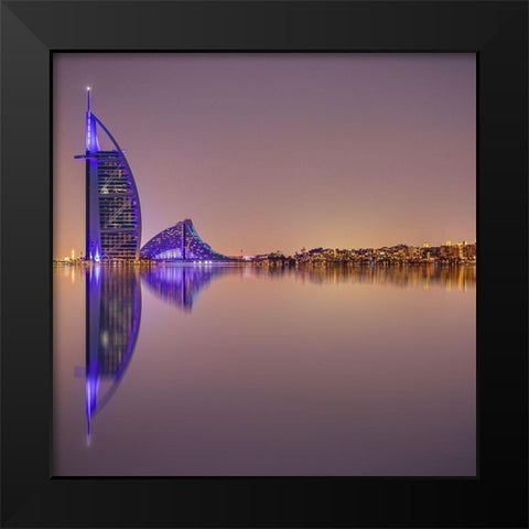 Burj Al Arab Reflections Black Modern Wood Framed Art Print by Shamaa, Mohammed