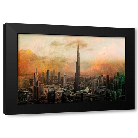 Burj Khalifa Black Modern Wood Framed Art Print with Double Matting by Chiriaco, Carmine