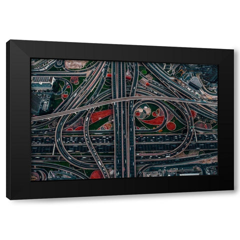 urban labyrinth Black Modern Wood Framed Art Print with Double Matting by Chiriaco, Carmine