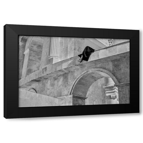 Lines Black Modern Wood Framed Art Print by ElaheBeigi