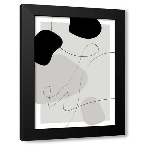 Shapes Autograph Black Modern Wood Framed Art Print with Double Matting by Artographie Studio